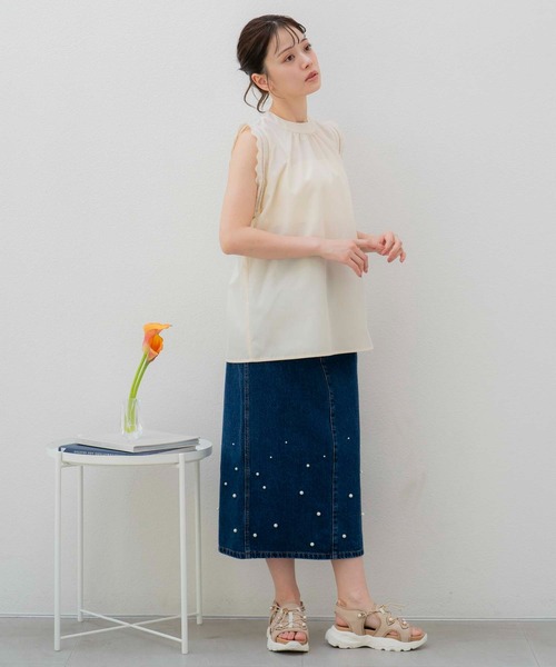 NOELA（ノエラ）の「スカラノースリブラウス（シャツ/ブラウス・レディース・イエロー/サックスブルー/オフホワイト・フリー）」の13枚目の写真