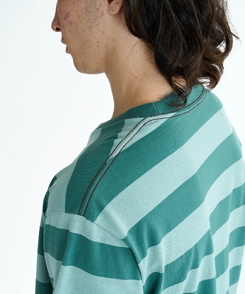 RVCA(ルーカ)の「RVCA メンズ MALONE SS Tシャツ 【2025年夏モデル】/ルーカボーダー半袖Tシャツ(Tシャツ/カットソー・メンズ・グリーン系その他/レッド系その他/グレー系その他・LARGE/SMALL/MEDIUM/X-LARGE)」の10枚目の写真