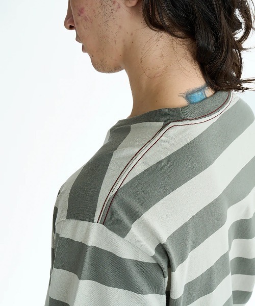 RVCA(ルーカ)の「RVCA メンズ MALONE SS Tシャツ 【2025年夏モデル】/ルーカボーダー半袖Tシャツ(Tシャツ/カットソー・メンズ・グリーン系その他/レッド系その他/グレー系その他・LARGE/SMALL/MEDIUM/X-LARGE)」の5枚目の写真