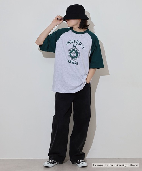 FUNALIVE(ファンアライブ)の「OVERSIZED RAGLAN T-SHIRT カレッジ ラグラン(Tシャツ/カットソー・メンズ・ネイビー/グリーン・L/M)」の15枚目の写真