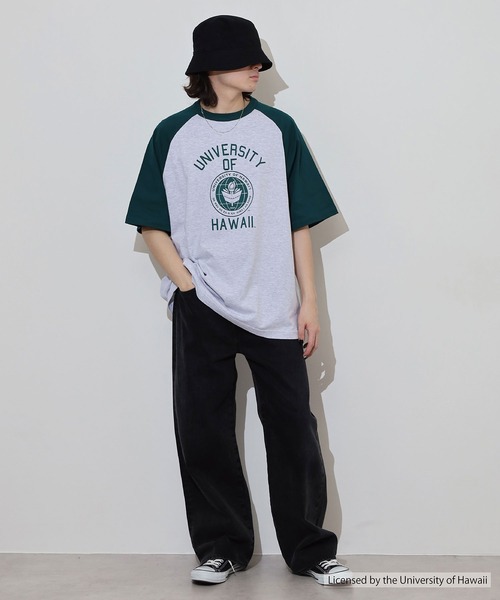 FUNALIVE(ファンアライブ)の「OVERSIZED RAGLAN T-SHIRT カレッジ ラグラン(Tシャツ/カットソー・メンズ・ネイビー/グリーン・L/M)」の14枚目の写真