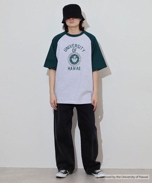 FUNALIVE(ファンアライブ)の「OVERSIZED RAGLAN T-SHIRT カレッジ ラグラン(Tシャツ/カットソー・メンズ・ネイビー/グリーン・L/M)」の17枚目の写真