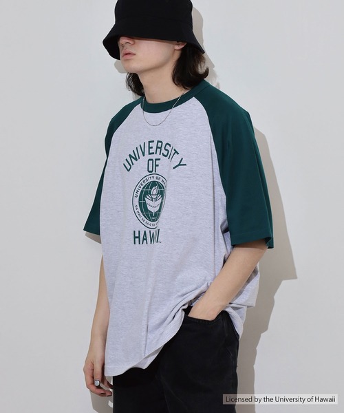 FUNALIVE(ファンアライブ)の「OVERSIZED RAGLAN T-SHIRT カレッジ ラグラン(Tシャツ/カットソー・メンズ・ネイビー/グリーン・L/M)」の6枚目の写真