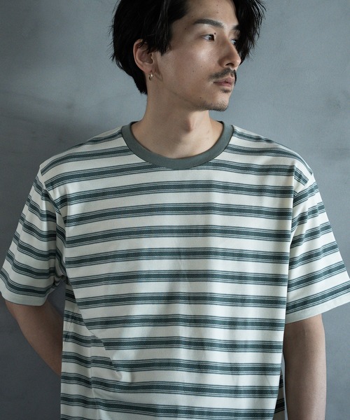 RATTLE TRAP（ラトルトラップ）の「ジャガードボーダーTシャツ（Tシャツ/カットソー・メンズ・ホワイト系/グリーン系・M/L）」の13枚目の写真