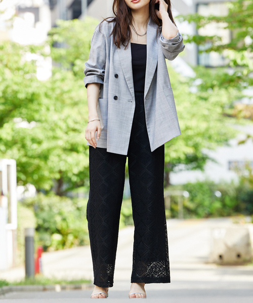 abahouse mavie(アバハウスマヴィ)の「【セットアップ対応】レースイージーストレートパンツ(その他パンツ・レディース・オフホワイト/ブラック・フリー)」の3枚目の写真