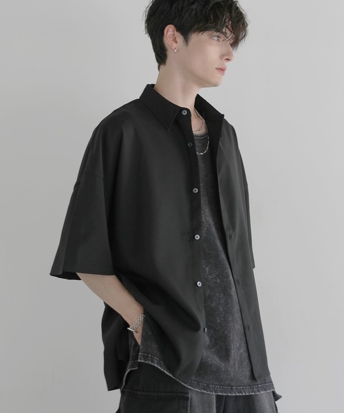 LILL(リル)の「【防シワ】リラクシング半袖レギュラーシャツ(シャツ/ブラウス・メンズ・チャコール/ホワイト/ブラック/ワイン・S/M/L/XL)」の11枚目の写真