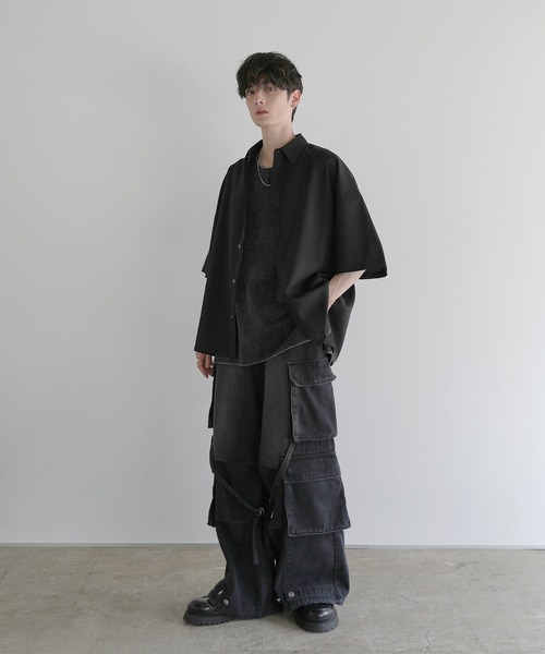 LILL(リル)の「【防シワ】リラクシング半袖レギュラーシャツ(シャツ/ブラウス・メンズ・チャコール/ホワイト/ブラック/ワイン・S/M/L/XL)」の14枚目の写真