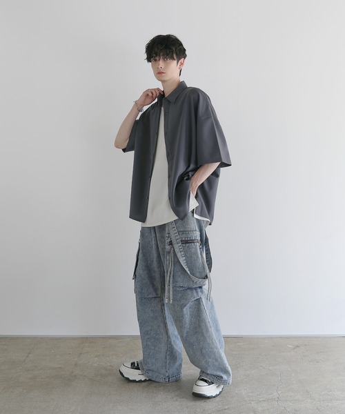 MOAT リネン ブラック 半袖シャツ 半袖ワイドカラーシャツ 1609 00 ブラック| 作業服・作業