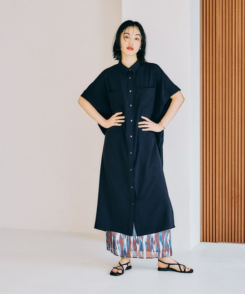 LEPSIM（レプシィム）の「マルチメリットカルゼワンピースSS　290270（ワンピース・レディース・ベージュ/オレンジ/チャコールグレー/ネイビー・FREE）」の3枚目の写真