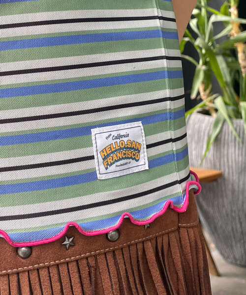 HELLO.SANFRANCISCO(ハローサンフランシスコ)の「【HELLO.SANFRANCISCO/ハローサンフランシスコ】マルチボーダーメロートップス(Tシャツ/カットソー・レディース・ブラウン/レッド/グリーン・ONE SIZE)」の16枚目の写真