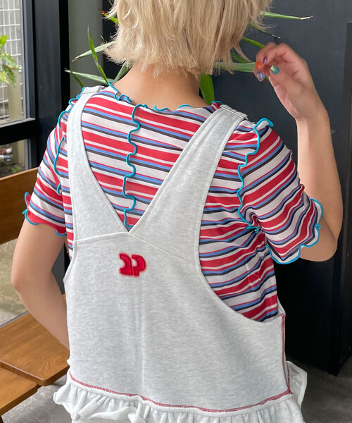 HELLO.SANFRANCISCO(ハローサンフランシスコ)の「【HELLO.SANFRANCISCO/ハローサンフランシスコ】マルチボーダーメロートップス(Tシャツ/カットソー・レディース・ブラウン/レッド/グリーン・ONE SIZE)」の19枚目の写真