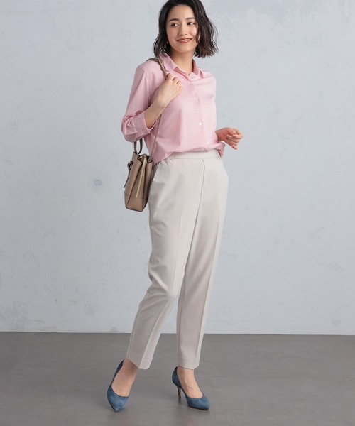 GALLORIA(ギャローリア)の「【キレメクパンツ】2wayストレッチ さらっと快適 麻調テーパードパンツ(その他パンツ・レディース・ライトベージュ/スモークピンク/ブラック/ネイビー・LL/S/M/L)」の12枚目の写真