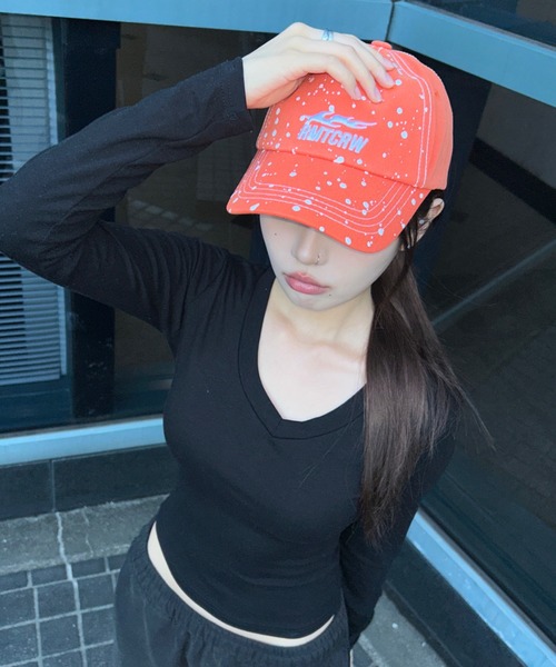 ROMANTIC CROWN（ロマンティッククラウン）の「A'GEM/9 × .kom 『ROMANTIC CROWN/ロマンティック クラウン』 SPLASH PAINTING BALL CAP/スプラッシュペインティングボールキャップ（キャップ・メンズ・ブラック/チャコールグレー/オレンジ/グリーン・FREE）」の17枚目の写真