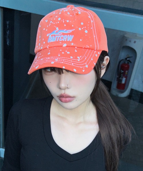 ROMANTIC CROWN（ロマンティッククラウン）の「A'GEM/9 × .kom 『ROMANTIC CROWN/ロマンティック クラウン』 SPLASH PAINTING BALL CAP/スプラッシュペインティングボールキャップ（キャップ・メンズ・ブラック/チャコールグレー/オレンジ/グリーン・FREE）」の19枚目の写真