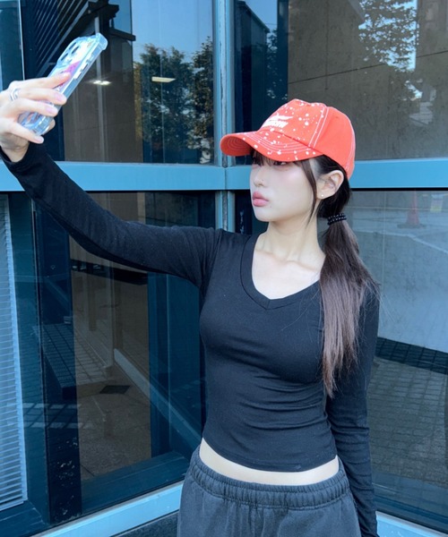 ROMANTIC CROWN（ロマンティッククラウン）の「A'GEM/9 × .kom 『ROMANTIC CROWN/ロマンティック クラウン』 SPLASH PAINTING BALL CAP/スプラッシュペインティングボールキャップ（キャップ・メンズ・ブラック/チャコールグレー/オレンジ/グリーン・FREE）」の16枚目の写真