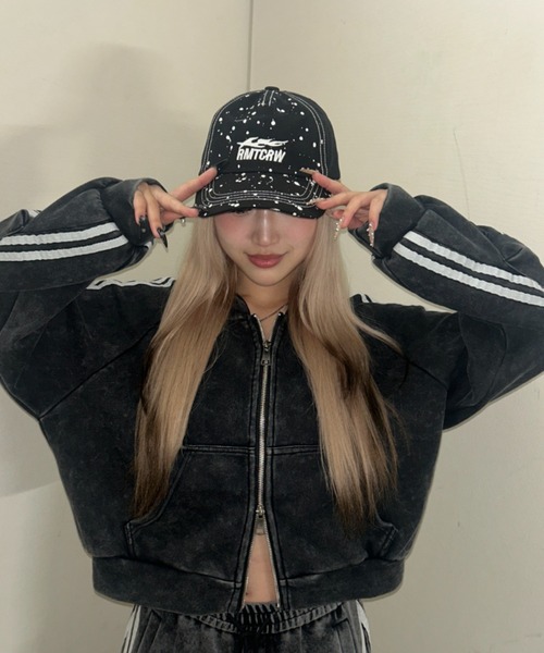 ROMANTIC CROWN（ロマンティッククラウン）の「A'GEM/9 × .kom 『ROMANTIC CROWN/ロマンティック クラウン』 SPLASH PAINTING BALL CAP/スプラッシュペインティングボールキャップ（キャップ・メンズ・ブラック/チャコールグレー/オレンジ/グリーン・FREE）」の21枚目の写真