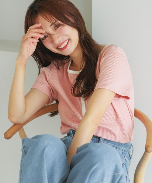 mysty woman（ミスティウーマン）の「［追加1］【WEB限定】無地＆ボーダー/ヘンリーネック半袖Tシャツ  499729（Tシャツ/カットソー・レディース・ブラック/ネイビー/ブラウン/グレー/オフホワイト/カーキ/ピンク/ホワイト系その他・FREE）」の18枚目の写真