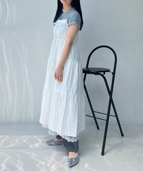 AS KNOW AS plus（アズノゥアズプラス）の「●フリルレース ティアードキャミワンピース（ワンピース・レディース・オフホワイト/ブラック・FREE）」の12枚目の写真