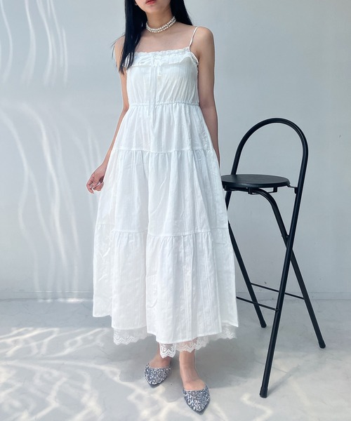 AS KNOW AS plus（アズノゥアズプラス）の「●フリルレース ティアードキャミワンピース（ワンピース・レディース・オフホワイト/ブラック・FREE）」の15枚目の写真