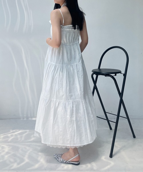 AS KNOW AS plus（アズノゥアズプラス）の「●フリルレース ティアードキャミワンピース（ワンピース・レディース・オフホワイト/ブラック・FREE）」の16枚目の写真