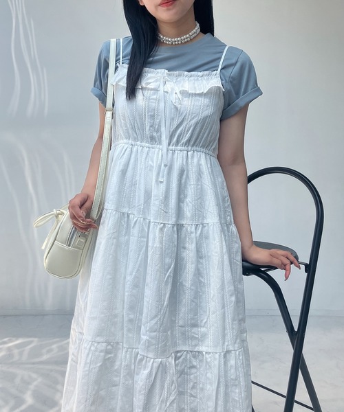 AS KNOW AS plus（アズノゥアズプラス）の「●フリルレース ティアードキャミワンピース（ワンピース・レディース・オフホワイト/ブラック・FREE）」の14枚目の写真