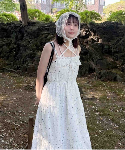 AS KNOW AS plus(アズノゥアズプラス)の「●フリルレース ティアードキャミワンピース(ワンピース・レディース・オフホワイト/ブラック/ブラック系/ホワイト系/ホワイト系1/ネイビー系・FREE)」の14枚目の写真