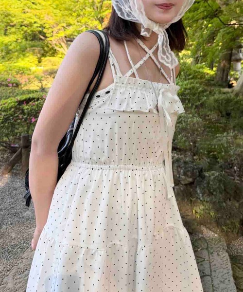 AS KNOW AS plus(アズノゥアズプラス)の「●フリルレース ティアードキャミワンピース(ワンピース・レディース・オフホワイト/ブラック/ブラック系/ホワイト系/ホワイト系1/ネイビー系・FREE)」の15枚目の写真