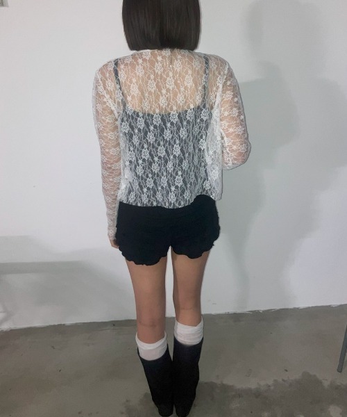 .KOM(ドットコム)の「A'GEM/9 × .kom 『.KOM/ドットケーオーエム』 レースボレロ(カーディガン/ボレロ・レディース・アイボリー/ブラック・FREE)」の7枚目の写真