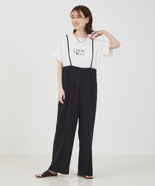 abahouse mavie（アバハウスマヴィ）の「【セットアップ対応】ライトツィードサスペンダーパンツ（その他パンツ・レディース・ネイビー/アイボリー/グレイッシュベージュ・38/36）」の4枚目の写真