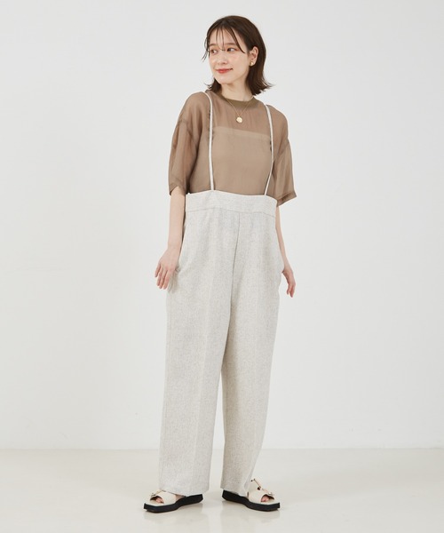 abahouse mavie（アバハウスマヴィ）の「【セットアップ対応】ライトツィードサスペンダーパンツ（その他パンツ・レディース・ネイビー/アイボリー/グレイッシュベージュ・38/36）」の9枚目の写真