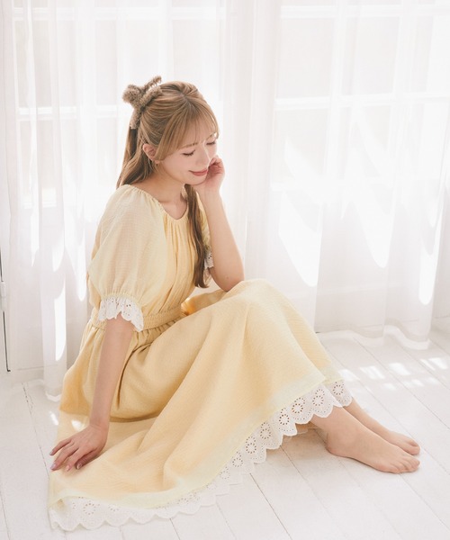 セール】ウエストシャーリングワッシャーワンピース（ワンピース