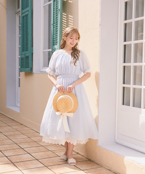 ウエストシャーリングワッシャーワンピース セール】ウエストシャーリングワッシャーワンピース（ワンピース