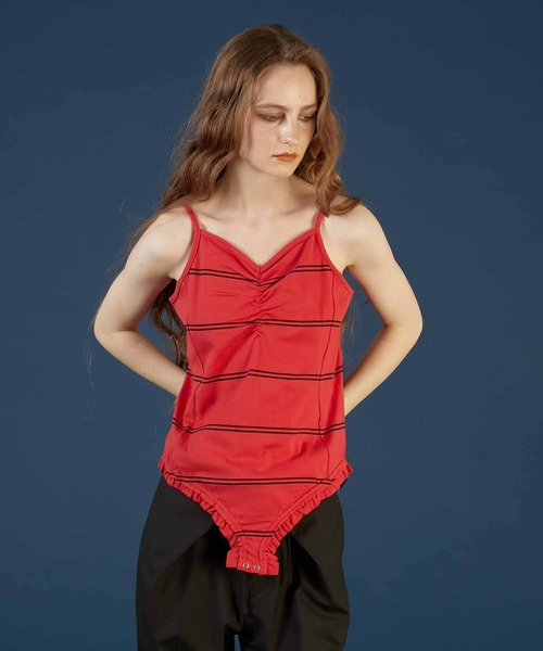 トップス crinkle nel check ruffle blouse RED nel check ruffle blouse｜RED crinkle crinkle crinkle frill shirts