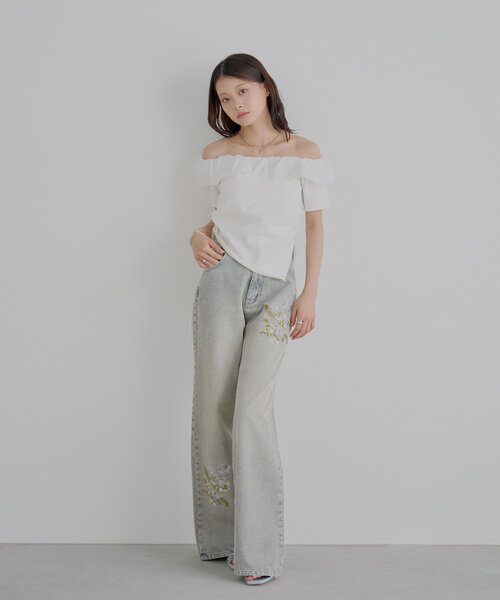 dolce. バルーンギャザードッキングニット【white】 Chico（チコ）の「バルーンフリルドッキングギャザーニット
