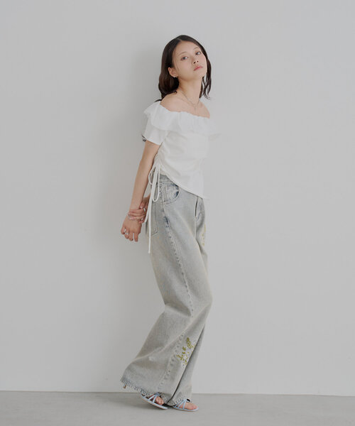 dolce. バルーンギャザードッキングニット【white】 Chico（チコ）の「バルーンフリルドッキングギャザーニット