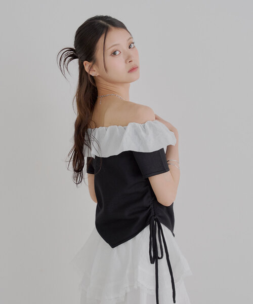 maison de Dolce. バルーンギャザードッキングニット　black maison de Dolce. バルーンギャザードッキングニットblack