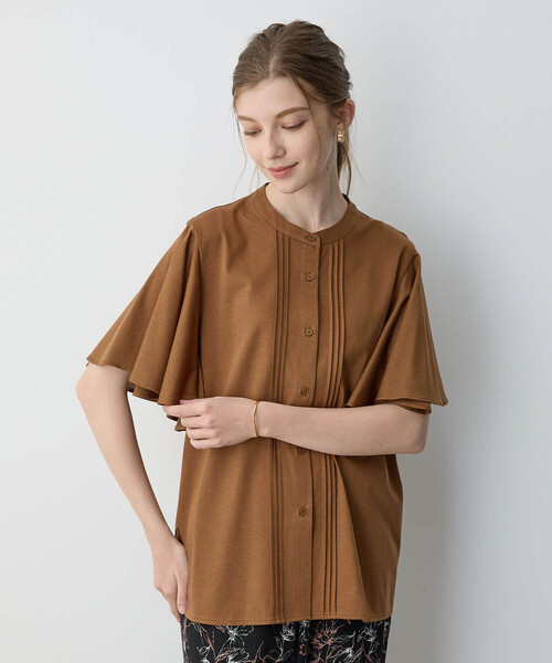 LE SOUK HOLIDAY(ルスークホリデー)の「2025年春夏【接触冷感】EASY ELEGANCEフリルブラウス(Tシャツ/カットソー・レディース・オフホワイト/ブラック/ブラウン・L/M)」の5枚目の写真
