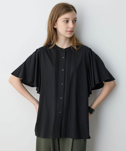 LE SOUK HOLIDAY(ルスークホリデー)の「2025年春夏【接触冷感】EASY ELEGANCEフリルブラウス(Tシャツ/カットソー・レディース・オフホワイト/ブラック/ブラウン・L/M)」の7枚目の写真