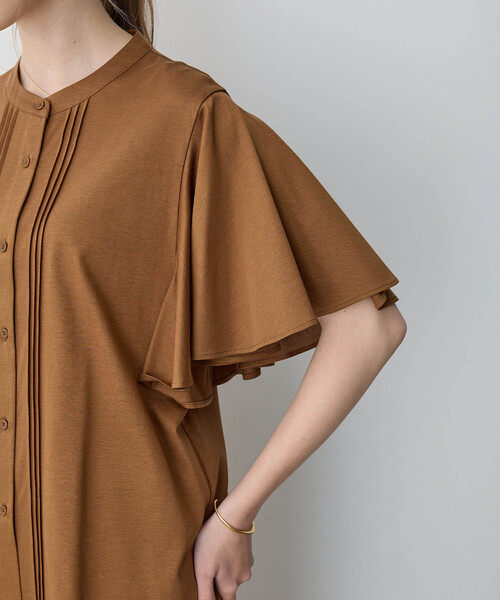 LE SOUK HOLIDAY(ルスークホリデー)の「2025年春夏【接触冷感】EASY ELEGANCEフリルブラウス(Tシャツ/カットソー・レディース・オフホワイト/ブラック/ブラウン・L/M)」の12枚目の写真