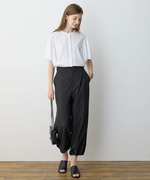 LE SOUK HOLIDAY(ルスークホリデー)の「2025年春夏【接触冷感】EASY ELEGANCEフリルブラウス(Tシャツ/カットソー・レディース・オフホワイト/ブラック/ブラウン・L/M)」の21枚目の写真