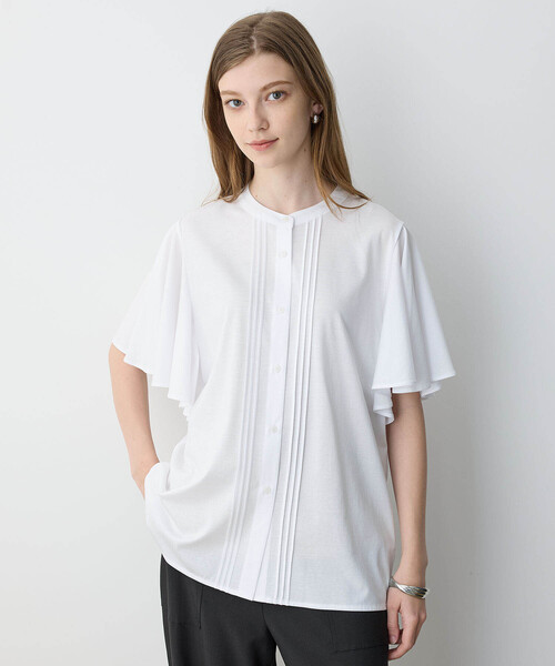 LE SOUK HOLIDAY(ルスークホリデー)の「2025年春夏【接触冷感】EASY ELEGANCEフリルブラウス(Tシャツ/カットソー・レディース・オフホワイト/ブラック/ブラウン・L/M)」の3枚目の写真