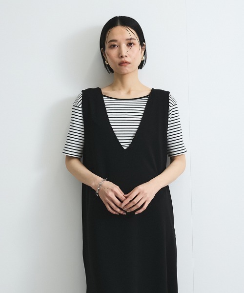 VICKY(ビッキー)の「前後2WAYリボンジャンパースカート≪手洗い可能≫(ジャンパースカート・レディース・ブラック/オフホワイト・M)」の16枚目の写真