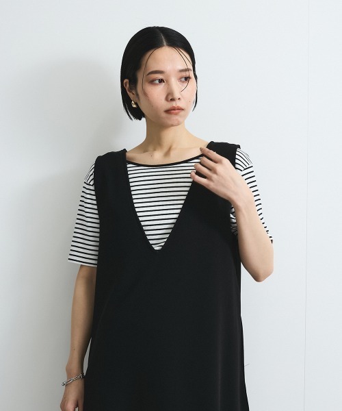 VICKY(ビッキー)の「前後2WAYリボンジャンパースカート≪手洗い可能≫(ジャンパースカート・レディース・ブラック/オフホワイト・M)」の17枚目の写真