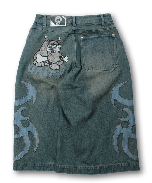 GALFY（ガルフィー）の「【GALFY/ガルフィー】部族長デカ短パン（デニムパンツ・メンズ・ブルー系その他/ライトインディゴブルー/ブラック・L/XL）」の6枚目の写真