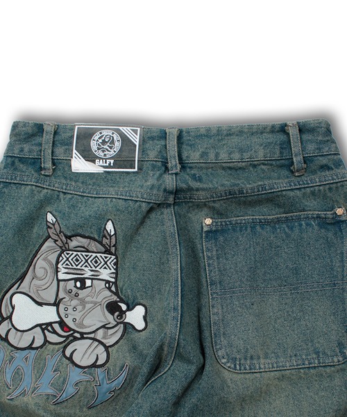 GALFY（ガルフィー）の「【GALFY/ガルフィー】部族長デカ短パン（デニムパンツ・メンズ・ブルー系その他/ライトインディゴブルー/ブラック・L/XL）」の12枚目の写真