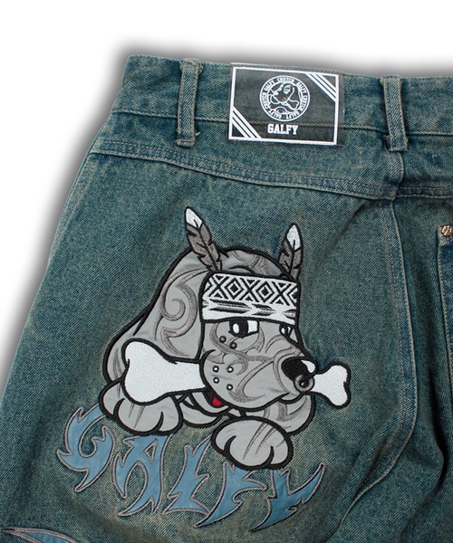 GALFY（ガルフィー）の「【GALFY/ガルフィー】部族長デカ短パン（デニムパンツ・メンズ・ブルー系その他/ライトインディゴブルー/ブラック・L/XL）」の13枚目の写真