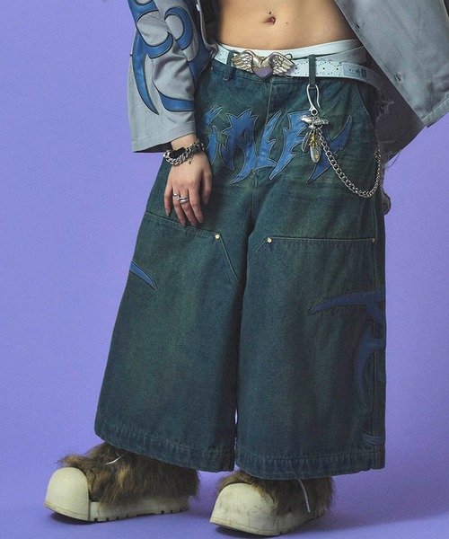 GALFY（ガルフィー）の「【GALFY/ガルフィー】部族長デカ短パン（デニムパンツ・メンズ・ブルー系その他/ライトインディゴブルー/ブラック・L/XL）」の16枚目の写真