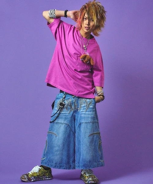 GALFY（ガルフィー）の「【GALFY/ガルフィー】部族長デカ短パン（デニムパンツ・メンズ・ブルー系その他/ライトインディゴブルー/ブラック・L/XL）」の18枚目の写真