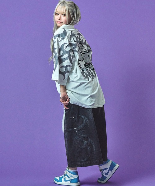 GALFY（ガルフィー）の「【GALFY/ガルフィー】部族長デカ短パン（デニムパンツ・メンズ・ブルー系その他/ライトインディゴブルー/ブラック・L/XL）」の17枚目の写真