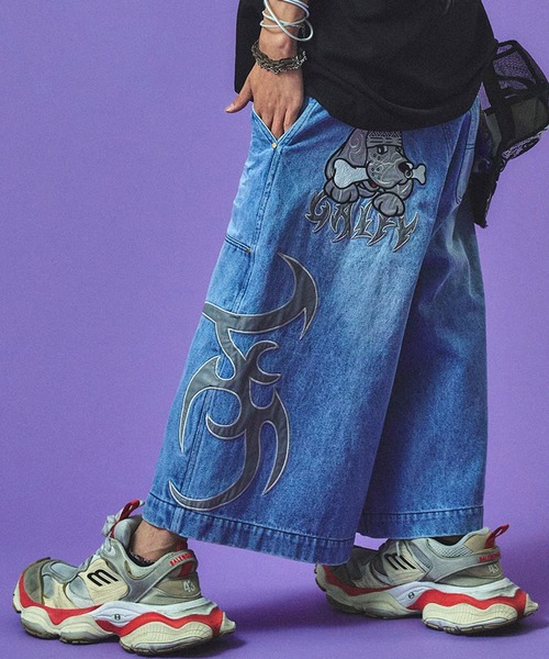 GALFY（ガルフィー）の「【GALFY/ガルフィー】部族長デカ短パン（デニムパンツ・メンズ・ブルー系その他/ライトインディゴブルー/ブラック・L/XL）」の15枚目の写真